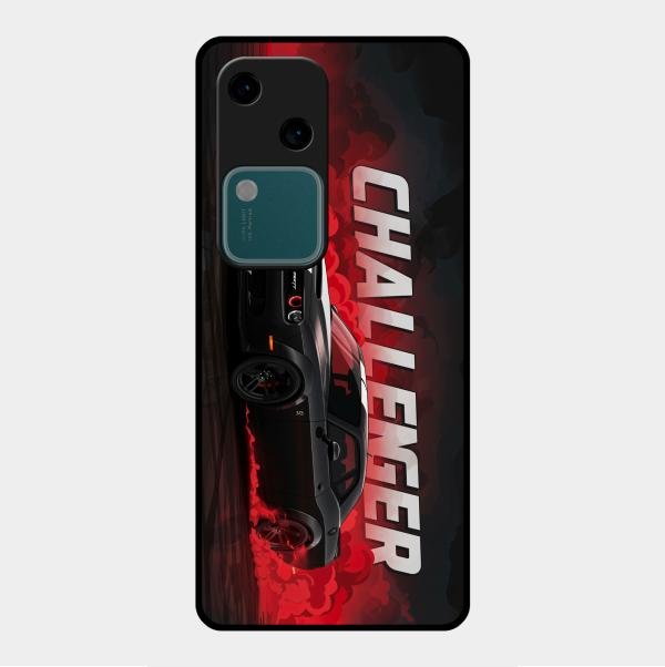 Dodge Challenger Glass Case Cover For Vivo V30 5G