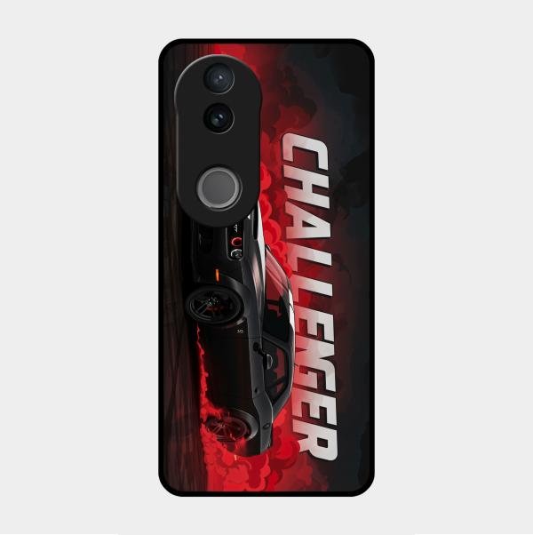 Dodge Challenger Glass Case Cover For Vivo V50 5G