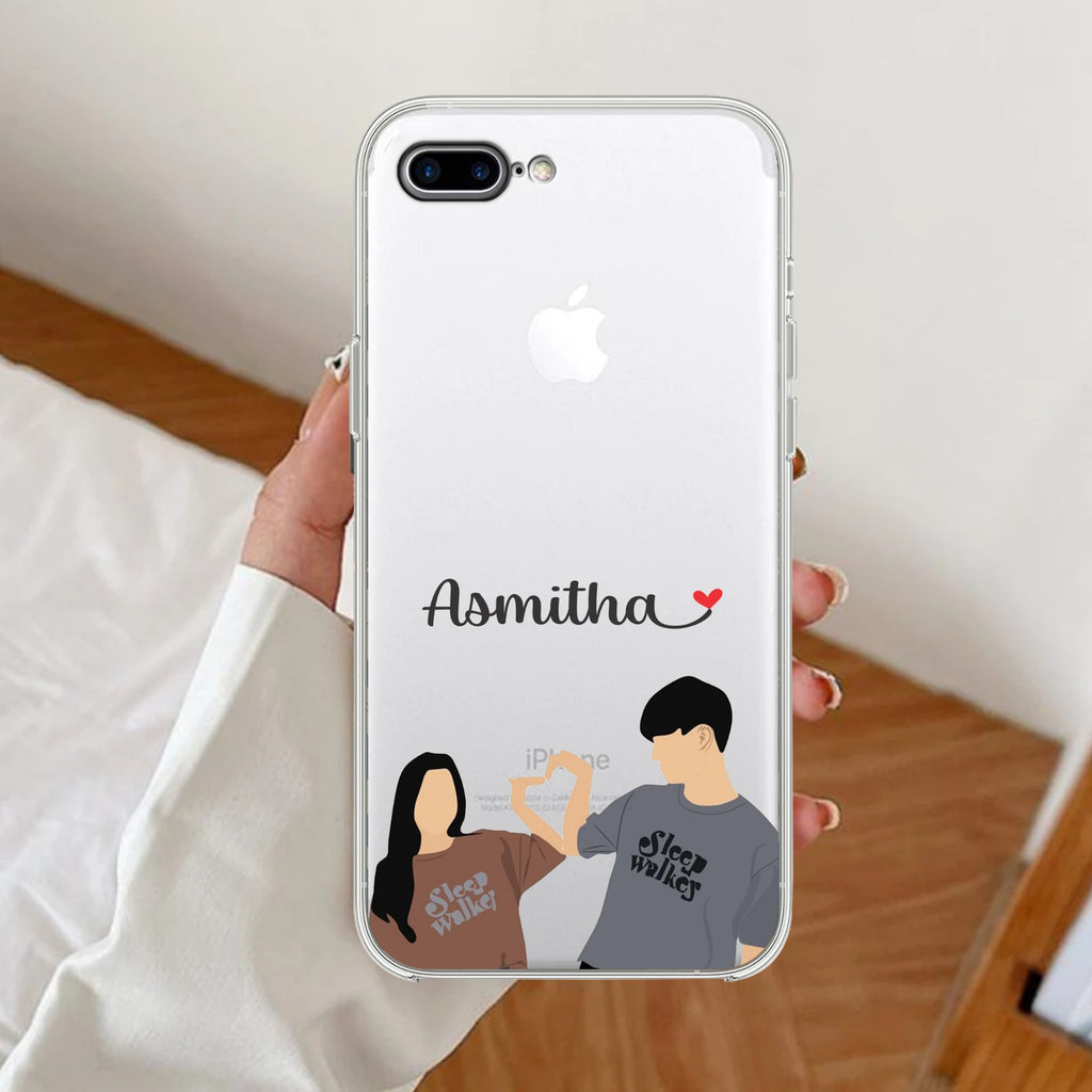 Dreamy Duo Customize Anti Yellow Clear Case For iPhone 7 Plus / iPhone 8 Plus