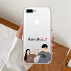 Dreamy Duo Customize Anti Yellow Clear Case For iPhone 7 Plus / iPhone 8 Plus