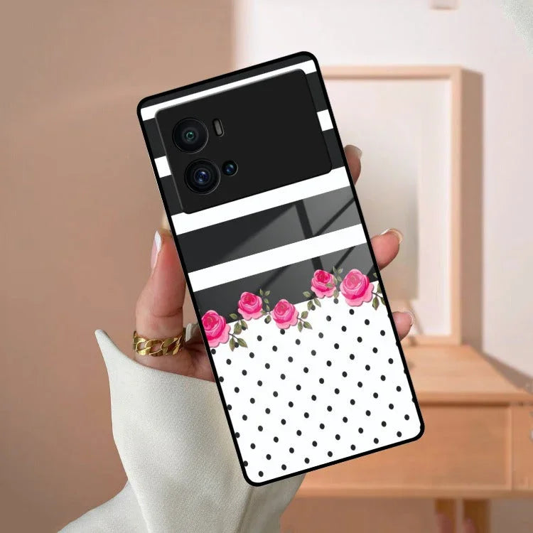 Elegant Rose Parad Glass Case Cover For iQOO - ShopOnCliQ