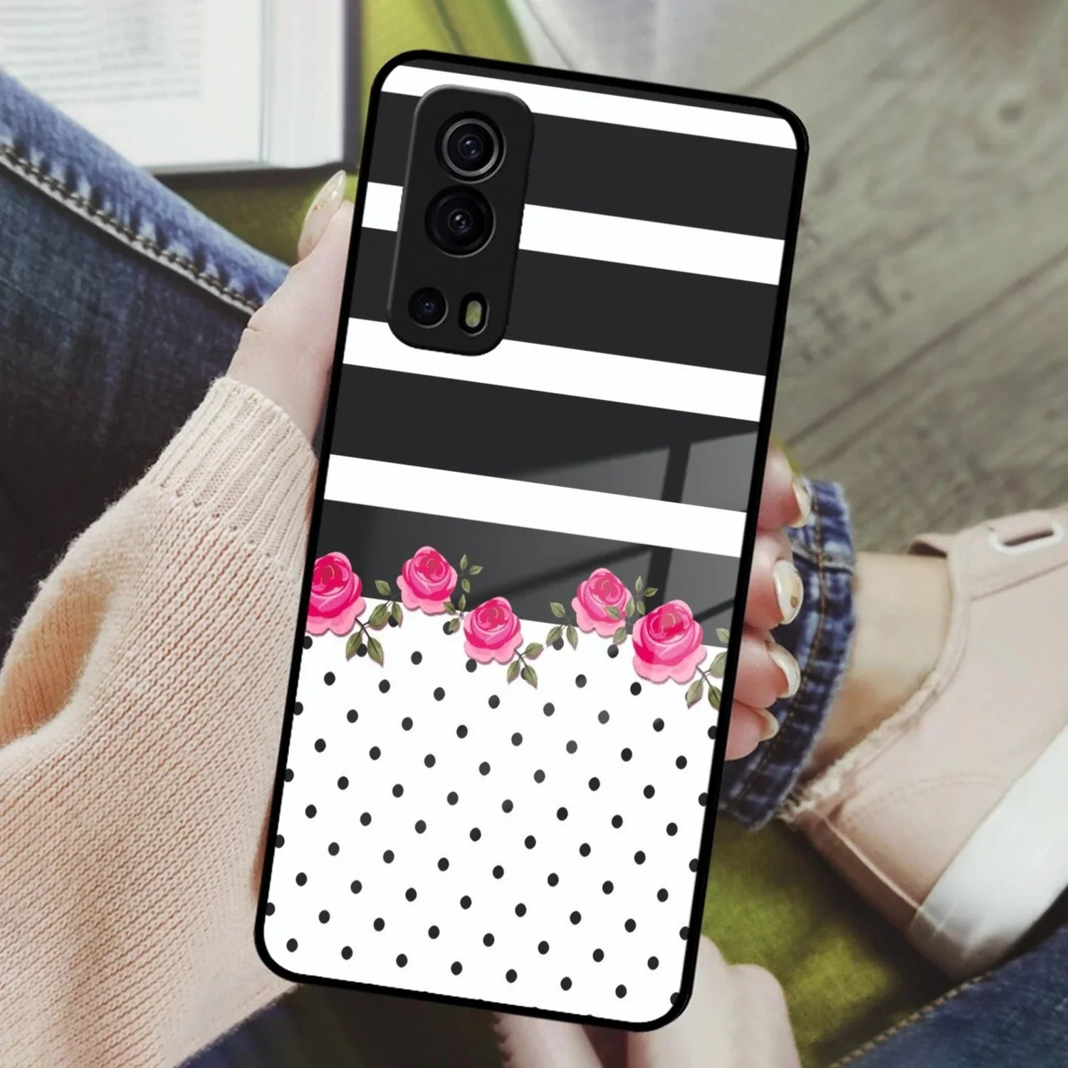 Elegant Rose Parad Glass Case Cover For iQOO - ShopOnCliQ