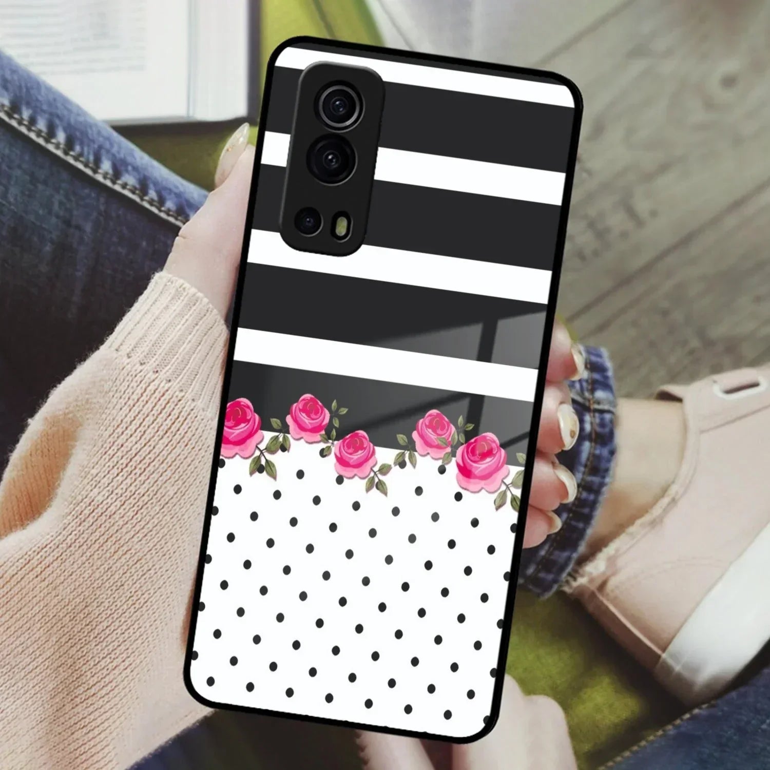 Elegant Rose Parad Glass Case Cover For iQOO - ShopOnCliQ