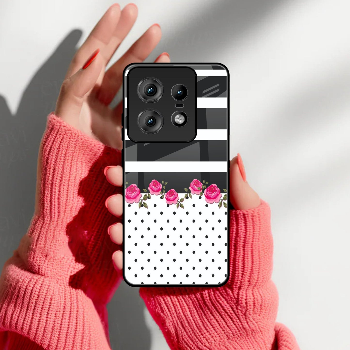 Elegant Rose Parad Glass Case Cover For Motorola