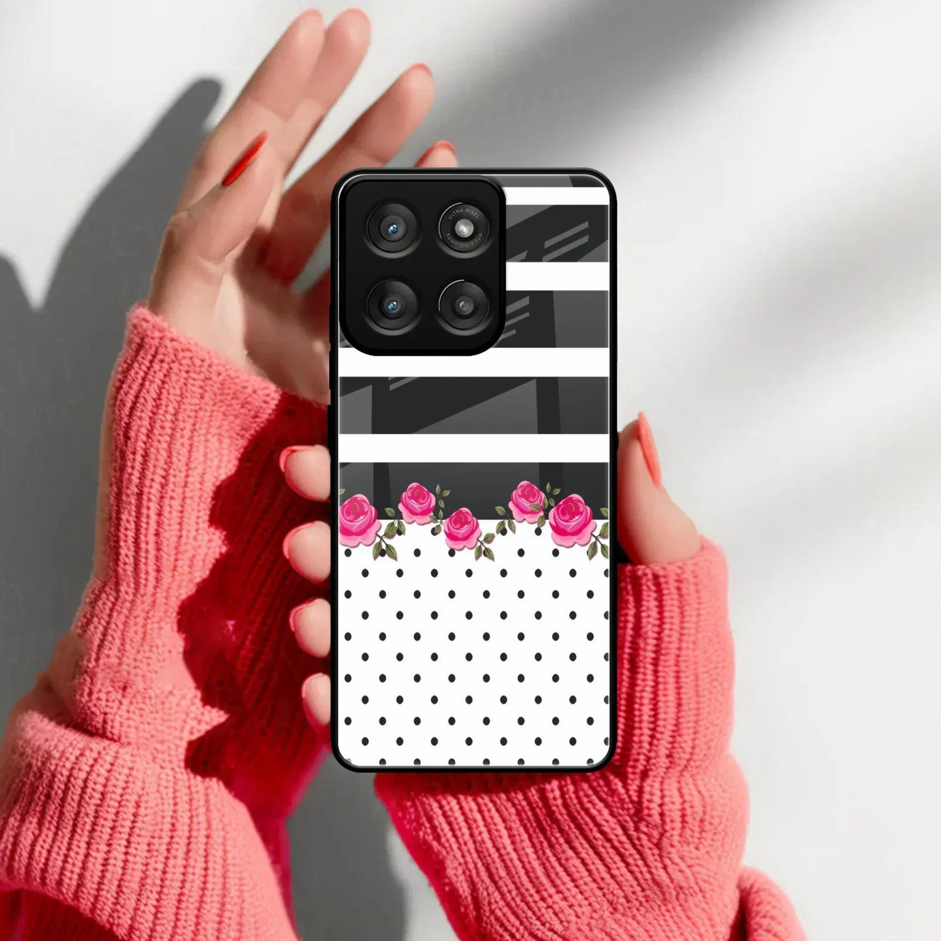 Elegant Rose Parad Glass Case Cover For Motorola - ShopOnCliQ