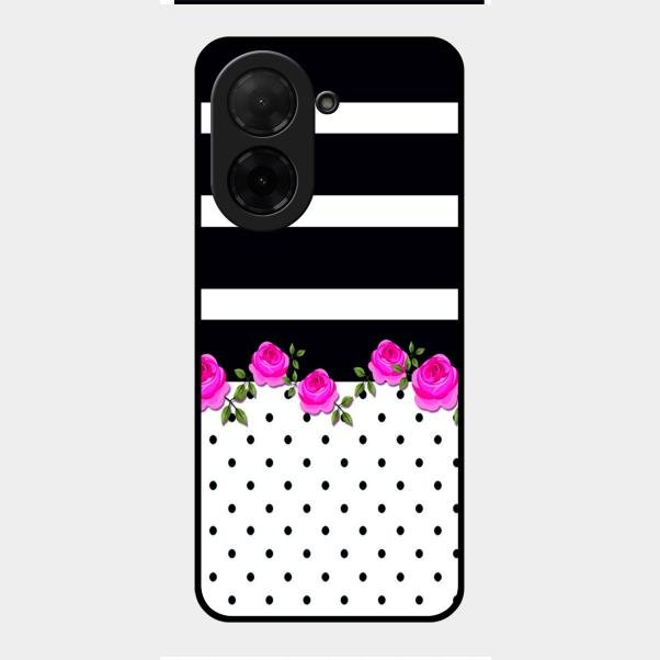 Elegant Rose Parad Glass Case Cover For Poco C71