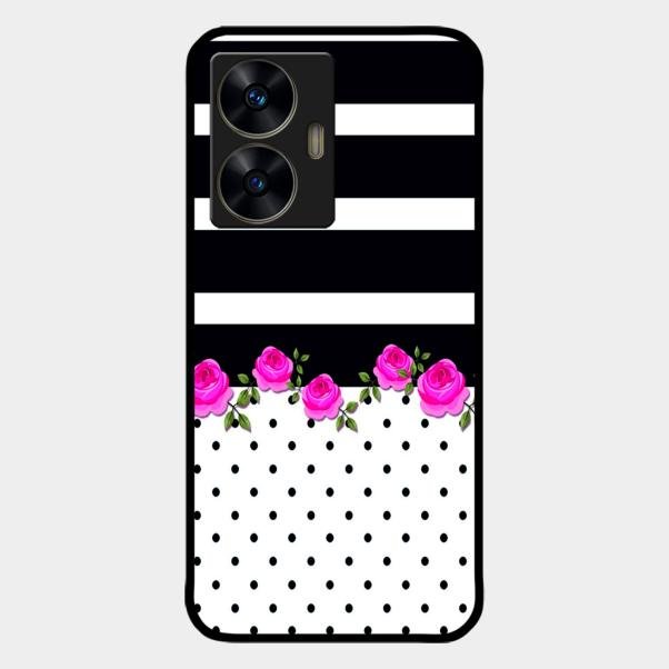 Elegant Rose Parad Glass Case Cover For Realme C55
