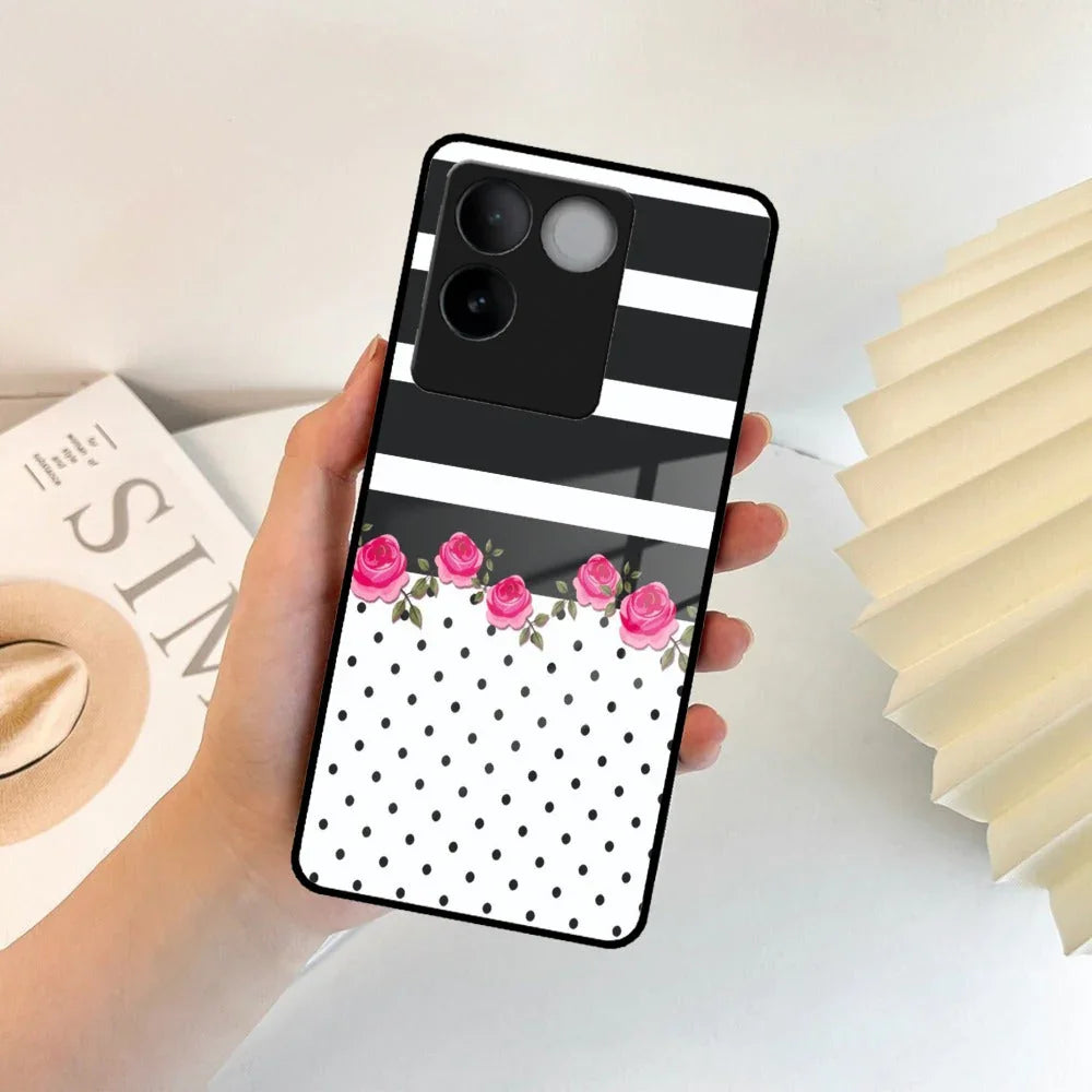 Elegant Rose Parad Glass Case Cover For iQOO - ShopOnCliQ