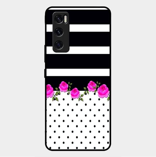 Elegant Rose Parad Glass Case Cover For Vivo V20 Se