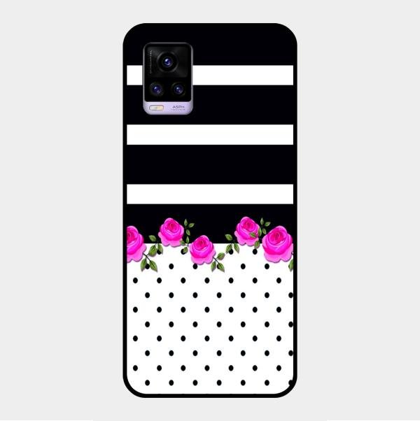 Elegant Rose Parad Glass Case Cover For Vivo V20