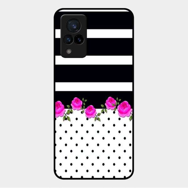 Elegant Rose Parad Glass Case Cover For Vivo V21 5G