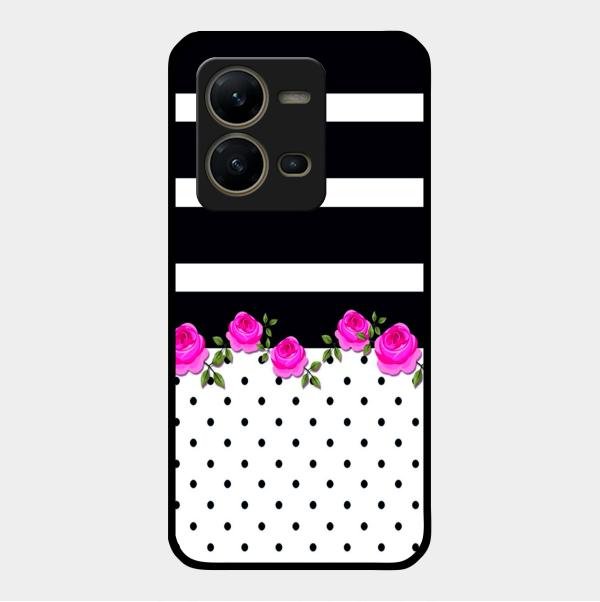 Elegant Rose Parad Glass Case Cover For Vivo V25 5G
