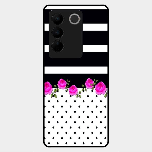 Elegant Rose Parad Glass Case Cover For Vivo V27 5G