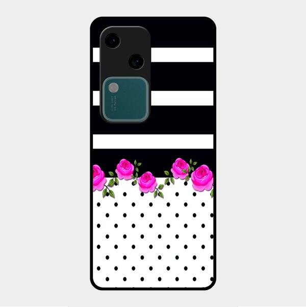 Elegant Rose Parad Glass Case Cover For Vivo V30 5G