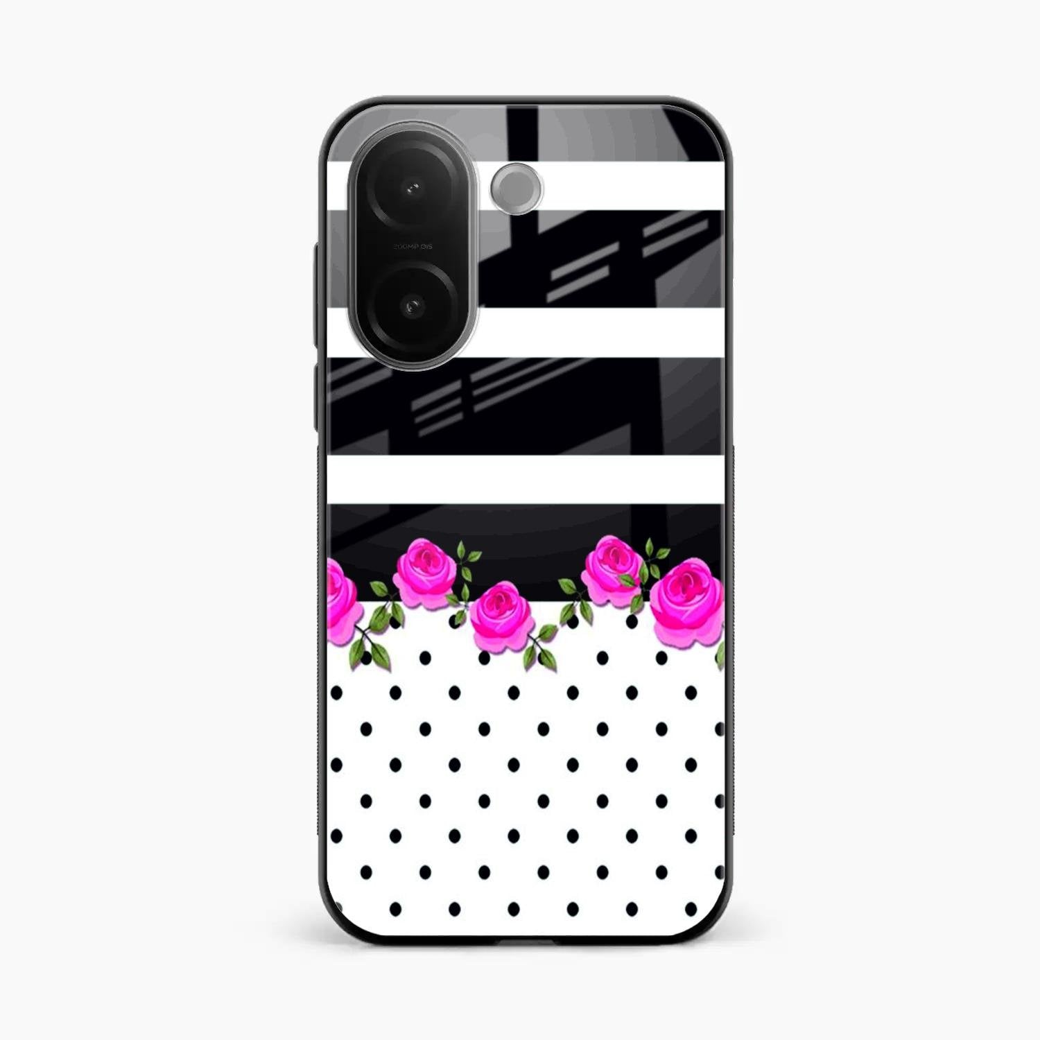 Elegant Rose Parad Glass Case Cover For Vivo V60e 5G