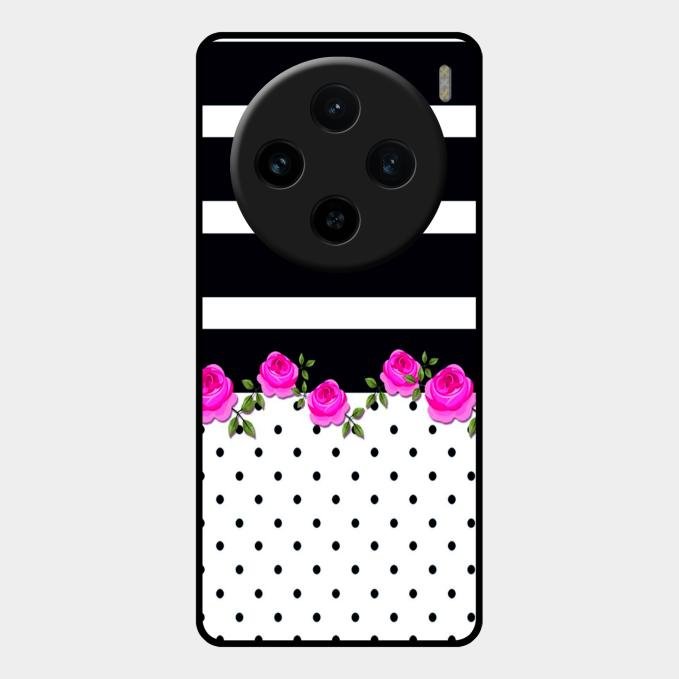 Elegant Rose Parad Glass Case Cover For Vivo X100 5G