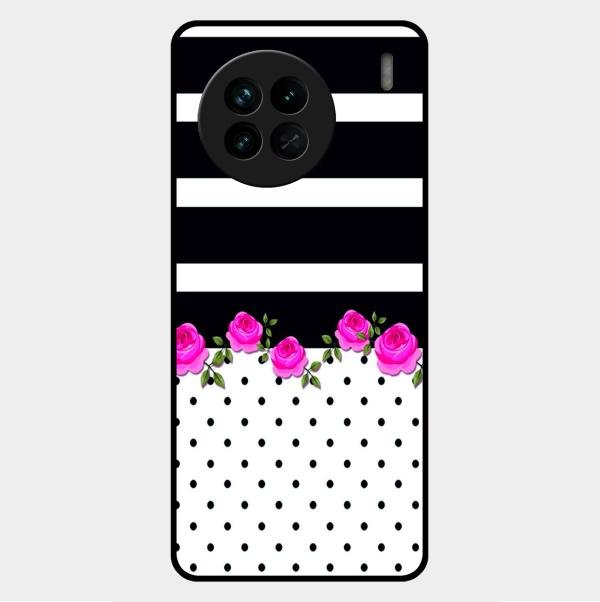 Elegant Rose Parad Glass Case Cover For Vivo X90 5G