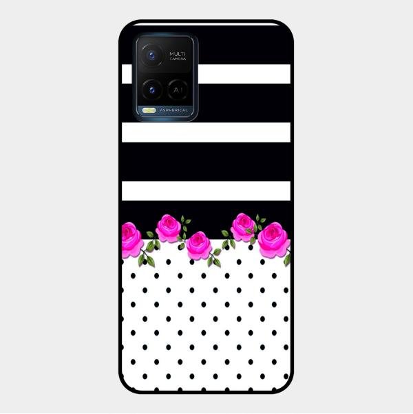 Elegant Rose Parad Glass Case Cover For Vivo Y33S