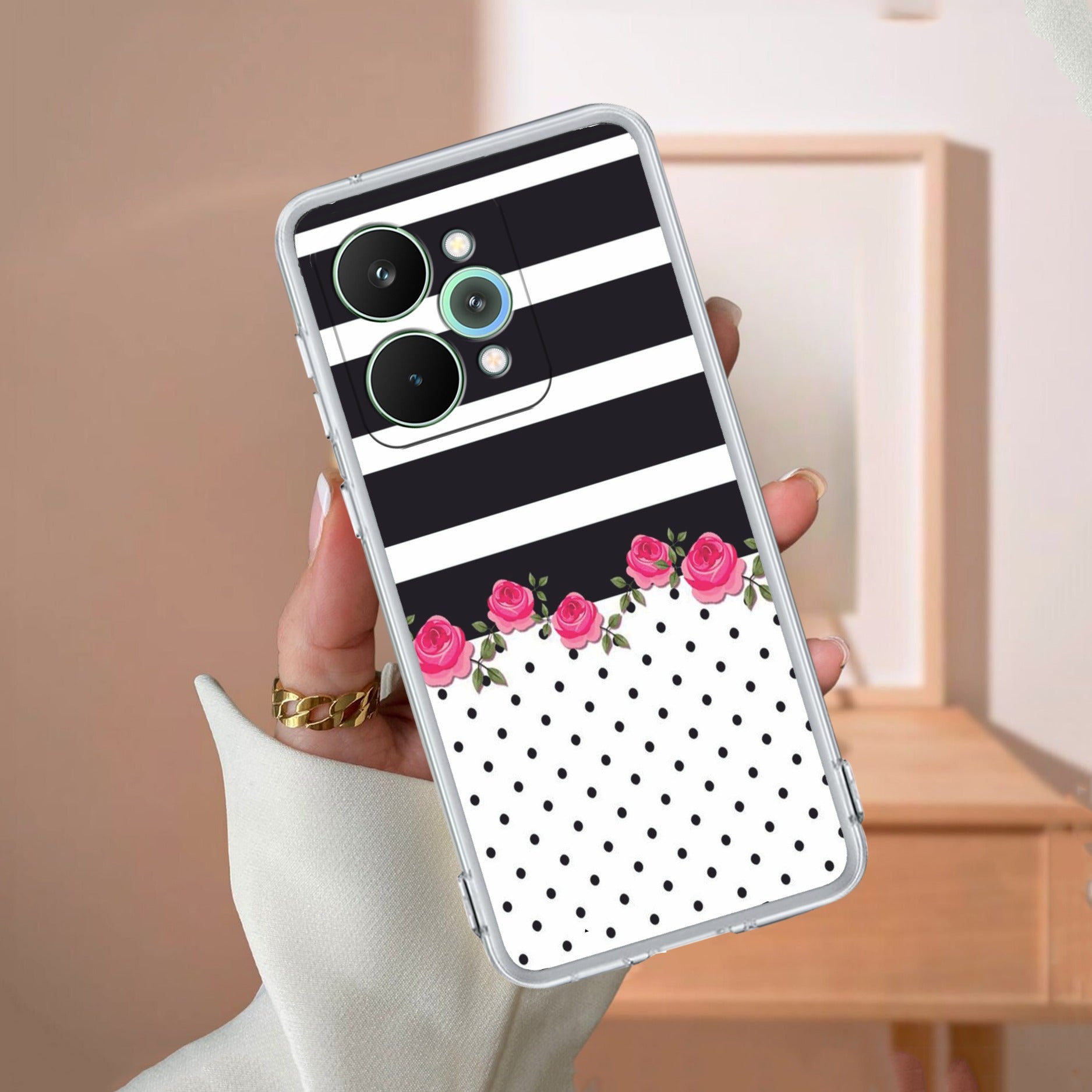 Elegant Rose Parad Transparent Silicon Case For Realme 15 5G