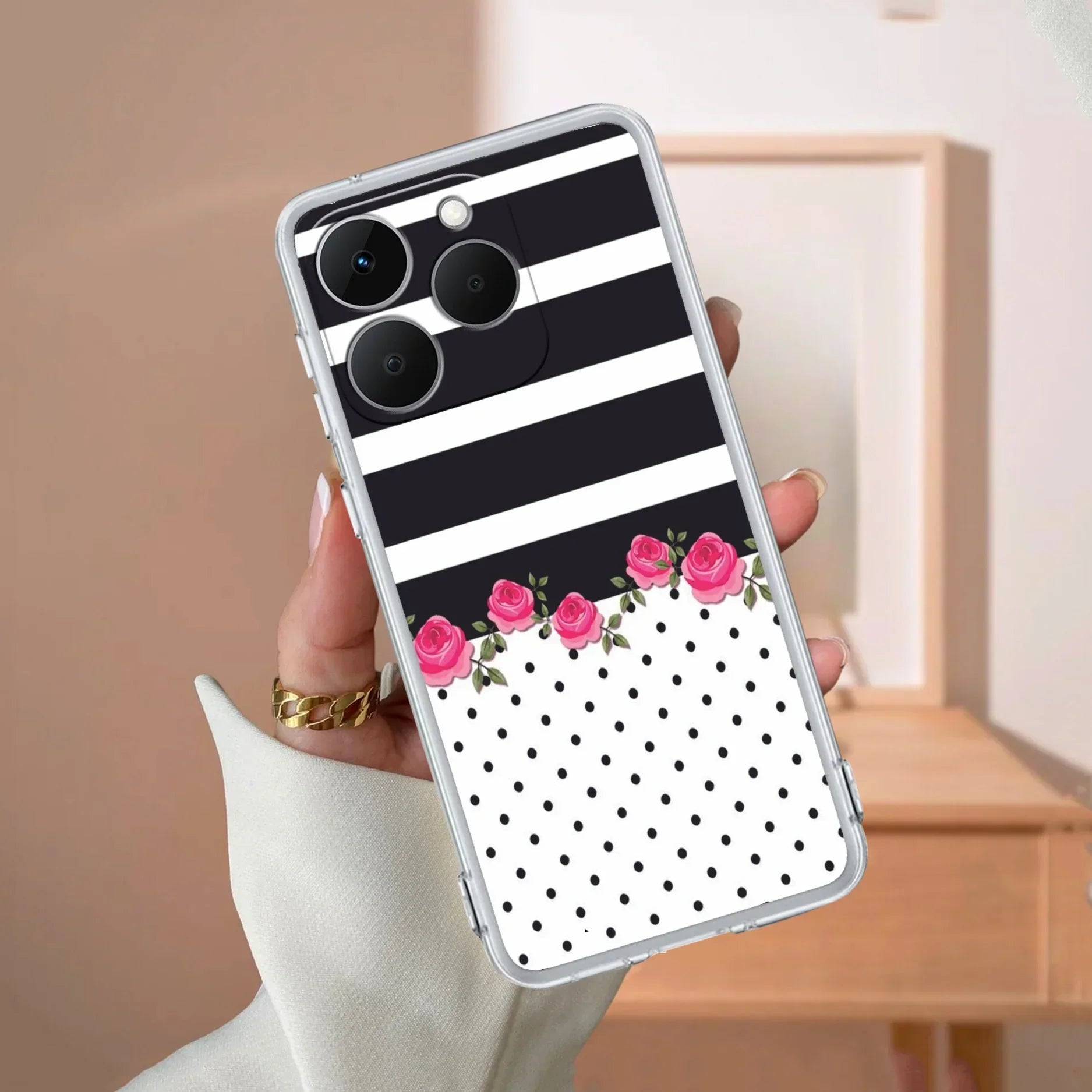 Elegant Rose Parad Transparent Silicon Case For Realme 15T 5G