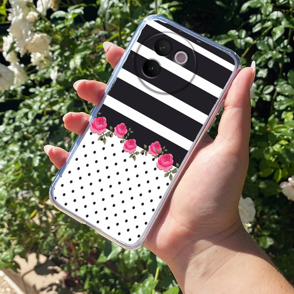 Elegant Rose Parad Transparent Silicon Case For Vivo V30e 5G
