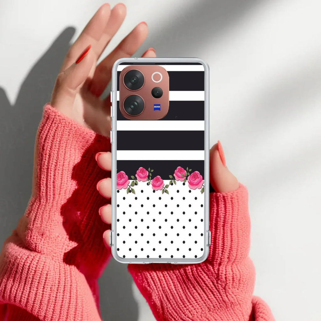 Elegant Rose Parad Transparent Silicon Case For Vivo V23 Pro 5G