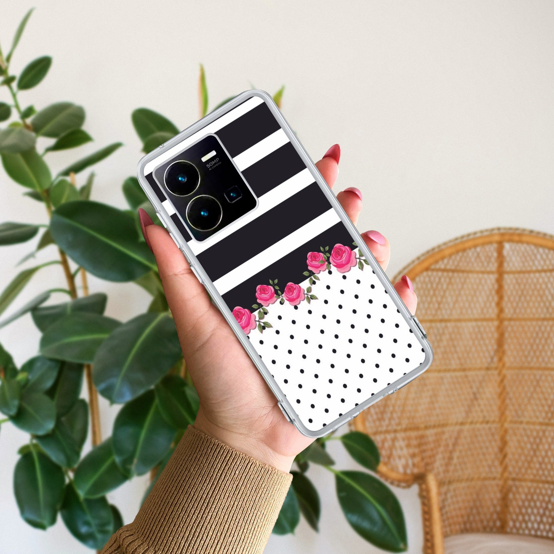 Elegant Rose Parad Transparent Silicon Case For Vivo Y35
