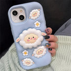 3D Cartoon Sheep Flock Case Funda Cotton Candy Cloud Pop Back Case with Holder - ShopOnCliQ