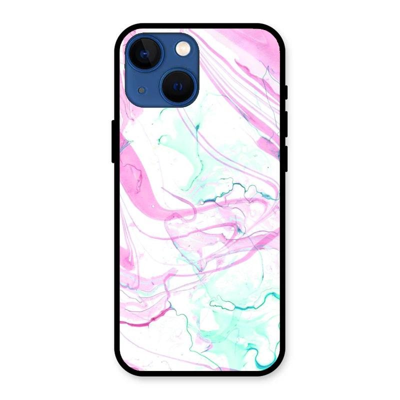 Fashion Marble Texture Glossy Metal Case Cover For iPhone 13 mini