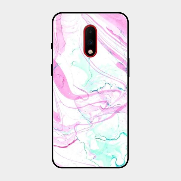Fashion Marble Texture Glossy Metal Case Cover For Oneplus 7
