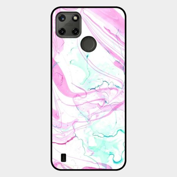 Fashion Marble Texture Glossy Metal Case Cover For Realme C25Y