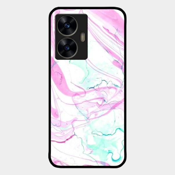 Fashion Marble Texture Glossy Metal Case Cover For Realme C55