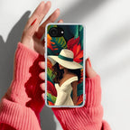 Fashionable Girl Hat Style Tropical Elegance Transparent Silicone Case For iPhone 17e