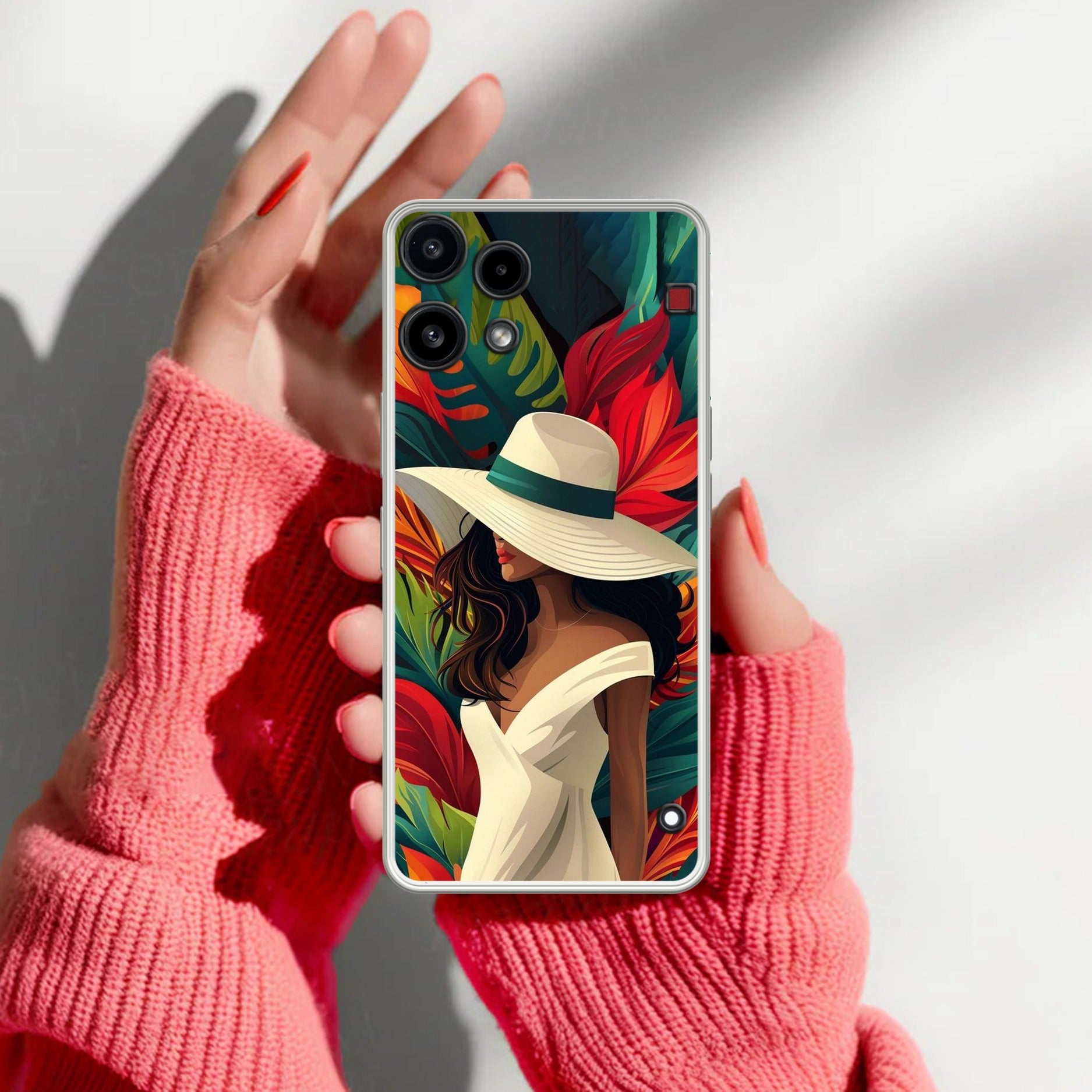 Fashionable Girl Hat Style Tropical Elegance Anti Yellow Case For Nothing Phone 3a Lite 5G