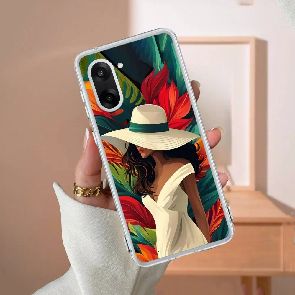 Fashionable Girl Hat Style Tropical Elegance Transparent Silicone Case for OnePlus - ShopOnCliQ