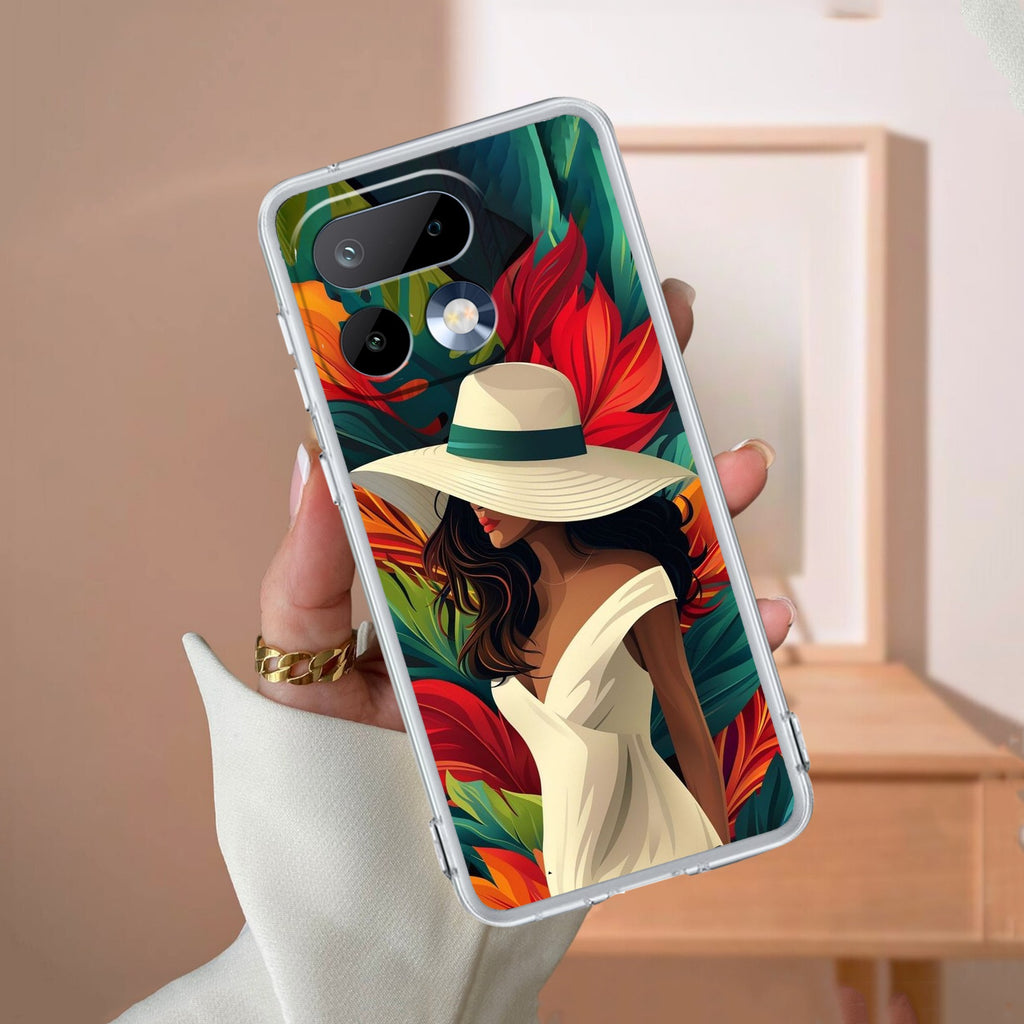 Fashionable Girl Hat Style Tropical Elegance Anti Yellow Case For Realme 16 Pro 5G