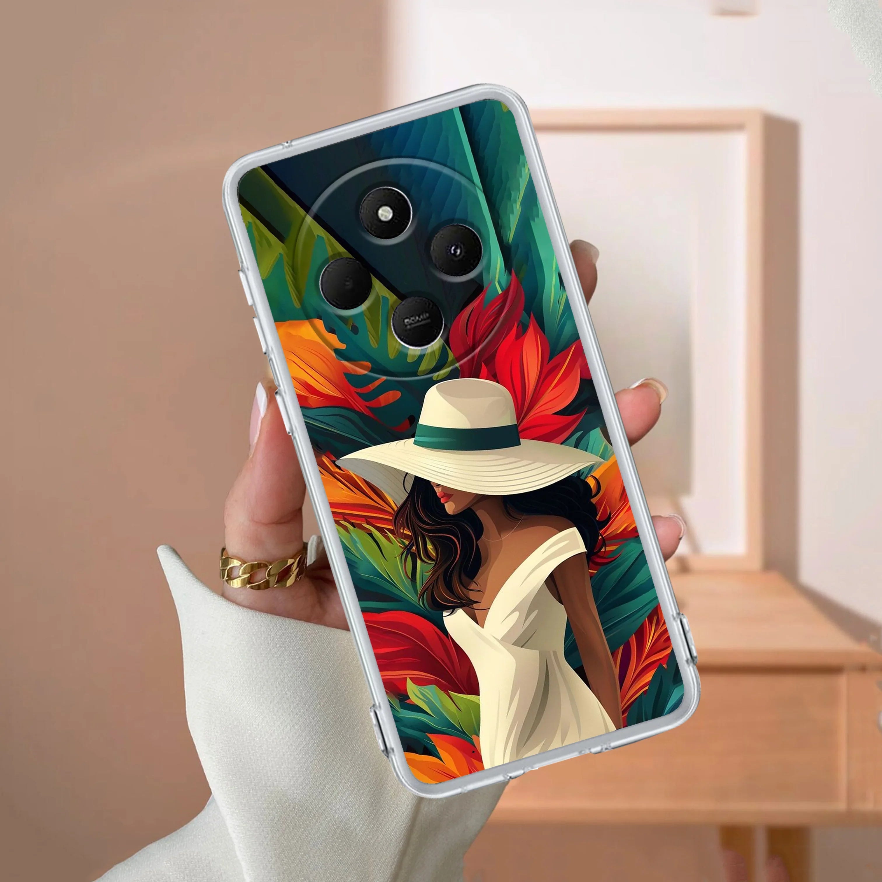 Fashionable Girl Hat Style Tropical Elegance Transparent Silicone Case for Poco - ShopOnCliQ