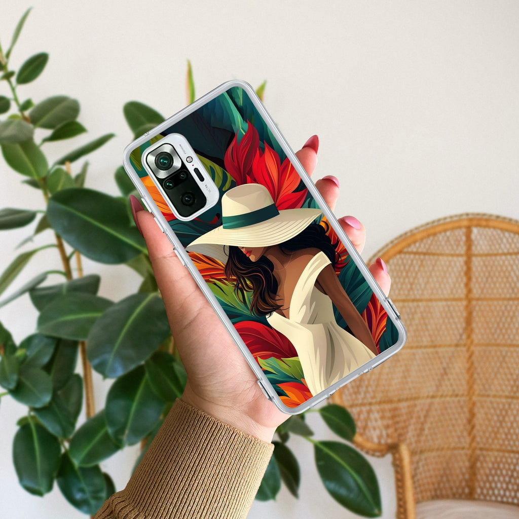 Fashionable Girl Hat Style Tropical Elegance Anti Yellow Case For Redmi Note 10 Pro