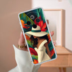 Fashionable Girl Hat Style Tropical Elegance Transparent Silicone Case For Vivo V30e 5G