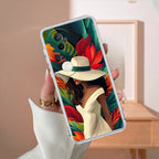 Fashionable Girl Hat Style Tropical Elegance Transparent Silicone Case For Vivo Y75 4G