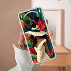 Fashionable Girl Hat Style Tropical Elegance Transparent Silicone Case For Vivo V21e 5G