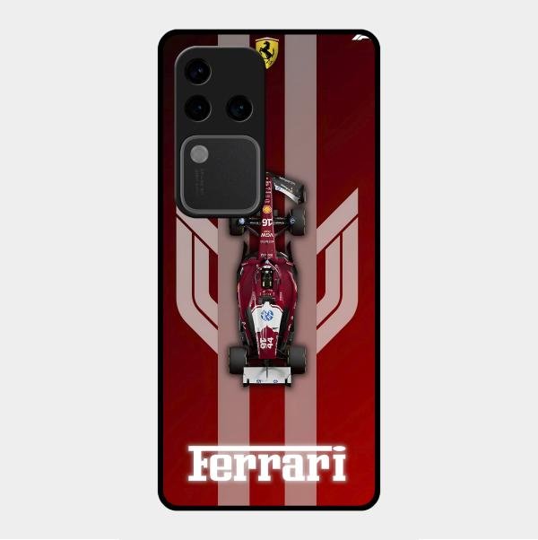 Ferrari Racing Legacy Glass Case For Vivo V30 Pro 5G