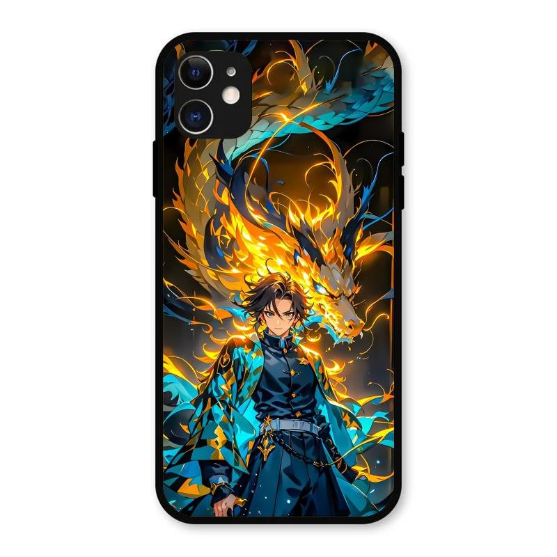 Fire Soul Tanjiro Glass Case Cover For iPhone 11