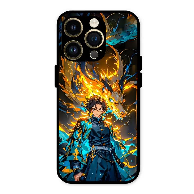 Fire Soul Tanjiro Glass Case Cover For iPhone 14 Pro Max