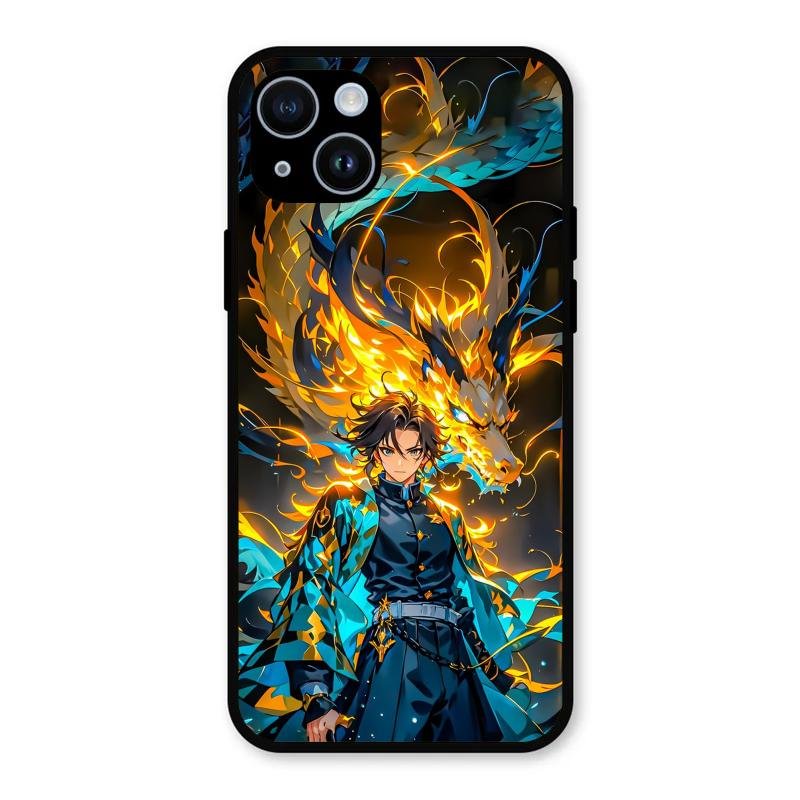 Fire Soul Tanjiro Glass Case Cover For iPhone 14