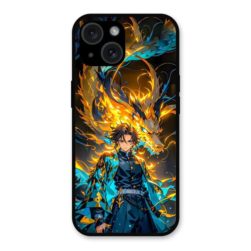 Fire Soul Tanjiro Glass Case Cover For iPhone 15 Plus