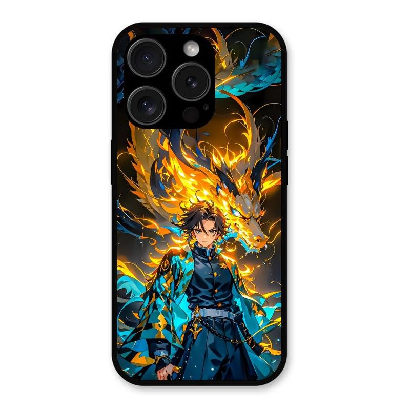 Fire Soul Tanjiro Glass Case Cover For iPhone 15 Pro Max