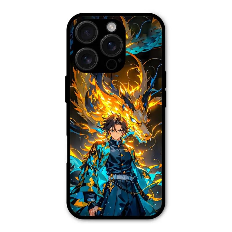 Fire Soul Tanjiro Glass Case Cover For iPhone 16 Pro Max