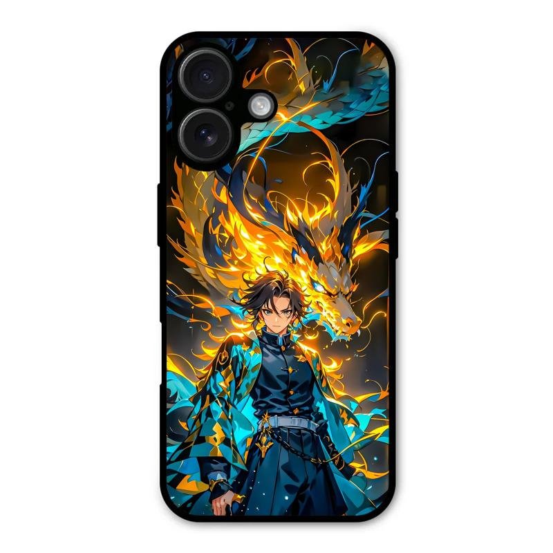 Fire Soul Tanjiro Glass Case Cover For iPhone 16