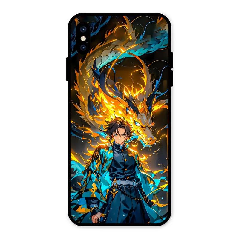 Fire Soul Tanjiro Glass Case Cover For iPhone XS Max